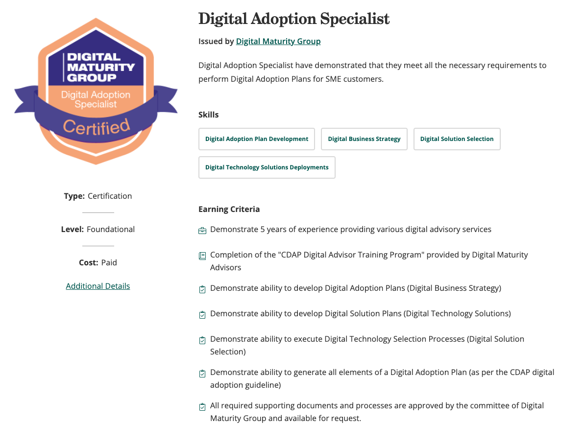 Digital Adoption Specialist Certification